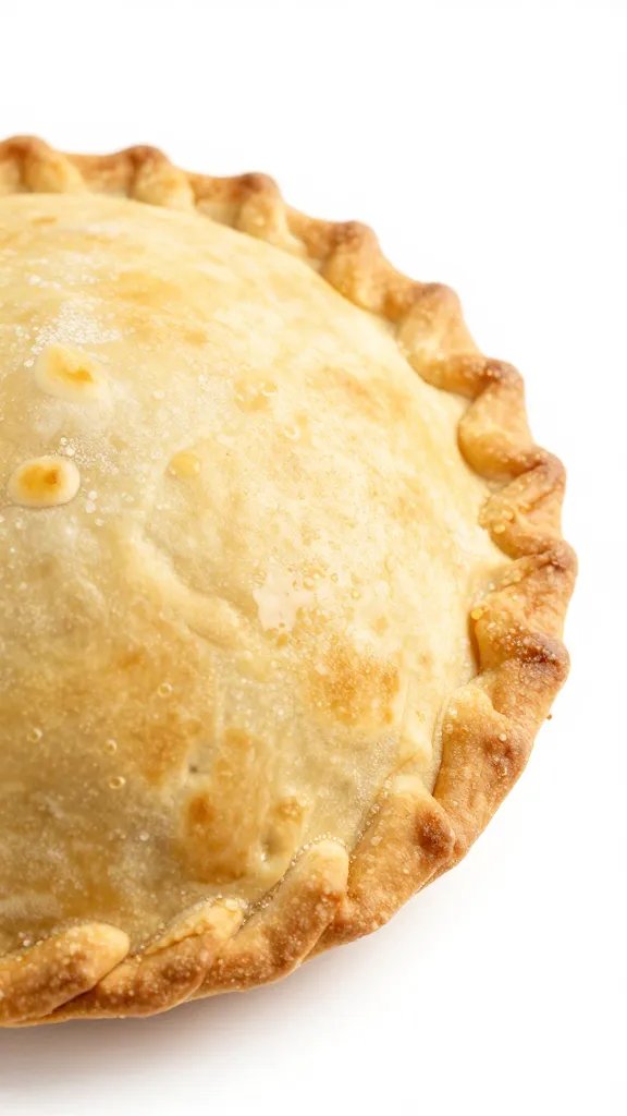 flaky egg-shaped hand pie with crimped edges, macro