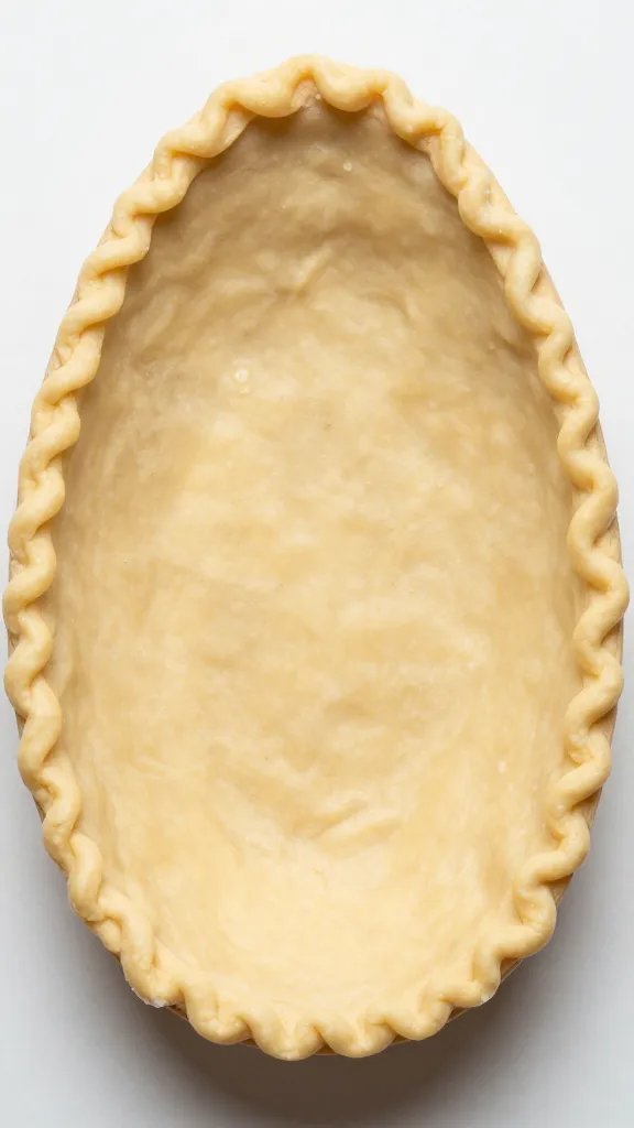 raw egg-shaped pie dough with fork crimped edges