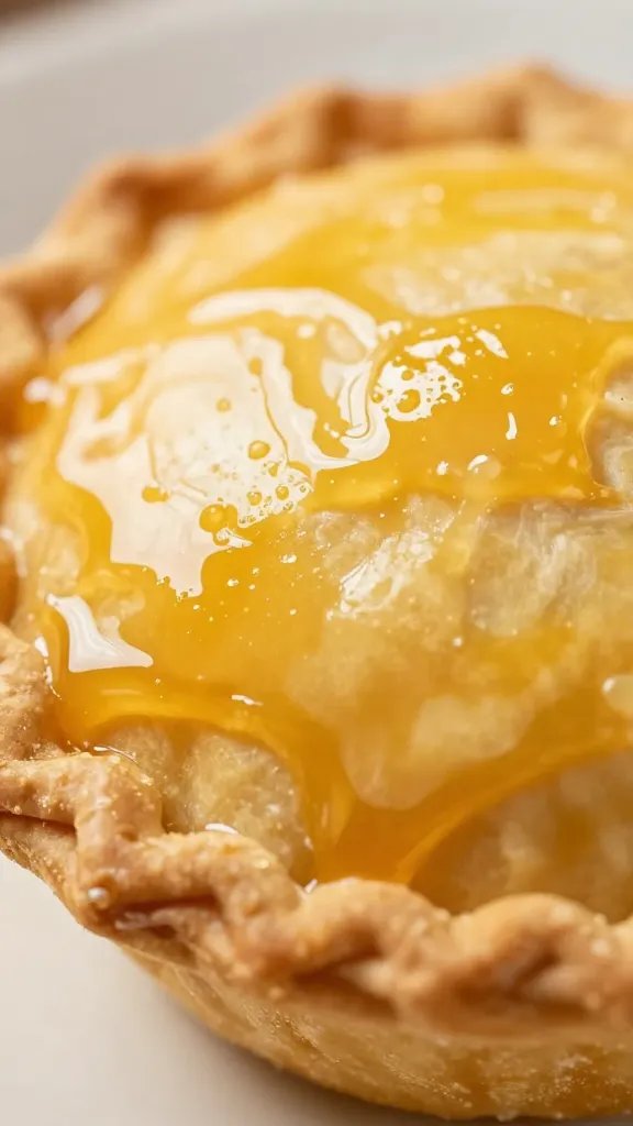 glossy egg wash brushed on hand pie, macro