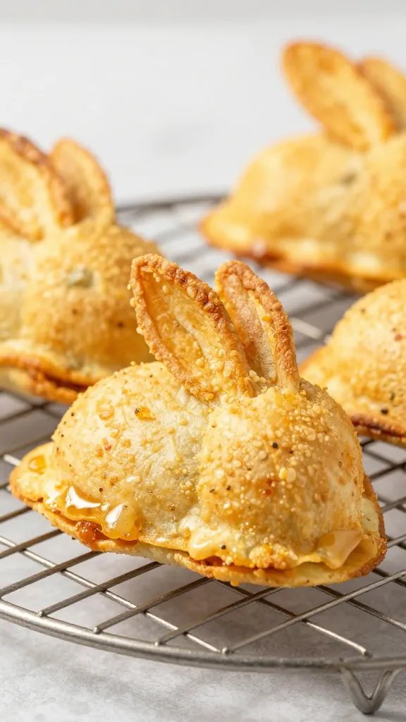 golden crispy bunny quesadilla on wire rack