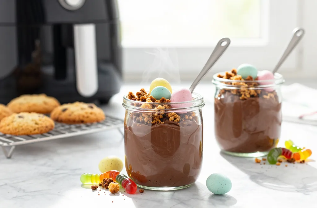 Insanely Easy Air Fryer Easter Dirt Cups (Warm Cookie Crumble Shortcut)