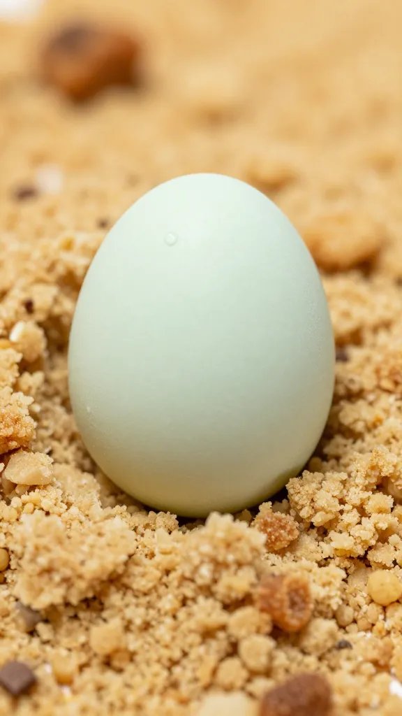pastel candy egg nestled in cookie crumble, macro