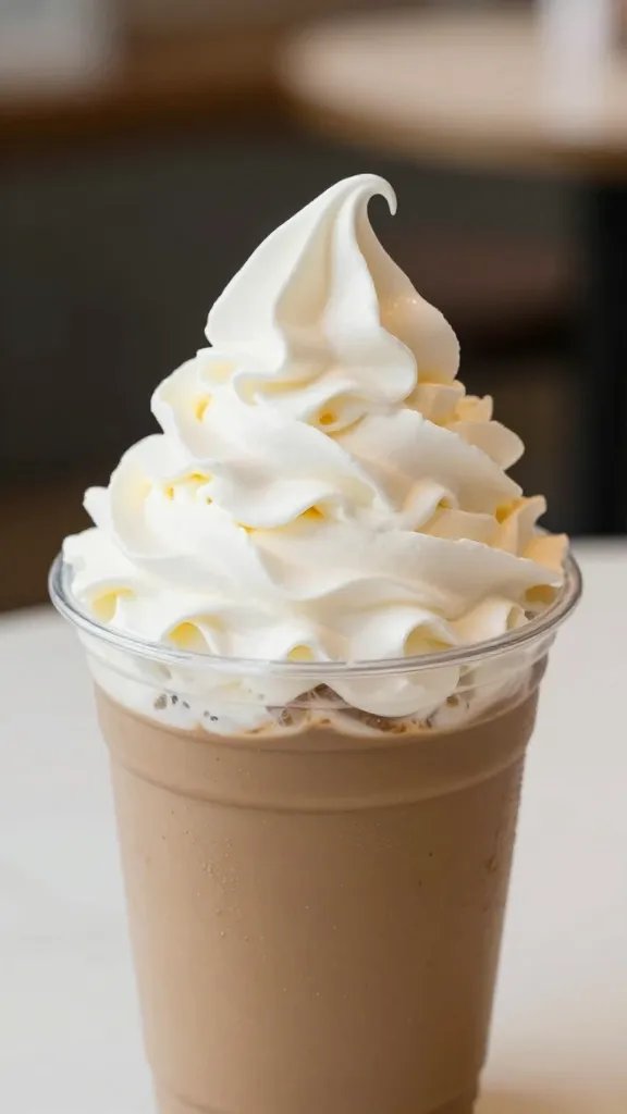 swirl of whipped cream atop dirt cup, tight crop