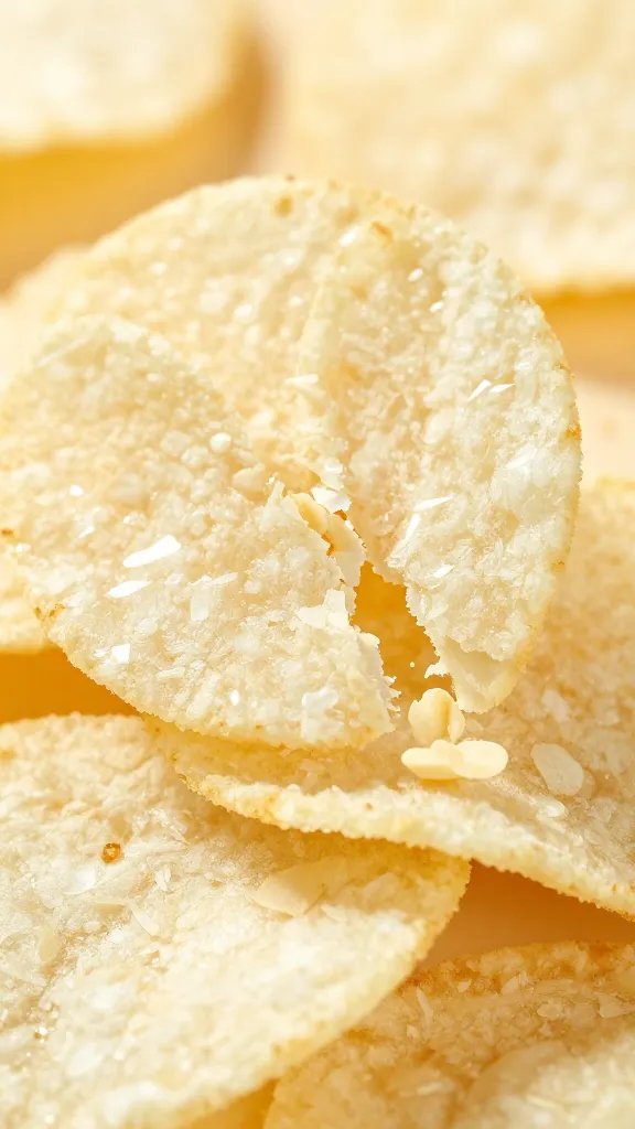 closeup of flaky bunny chip breaking to show layers