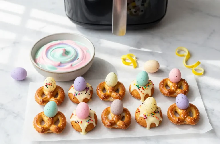 Snack-Size Magic Air Fryer Easter Pretzel Bites (Pastel Yogurt Dip)