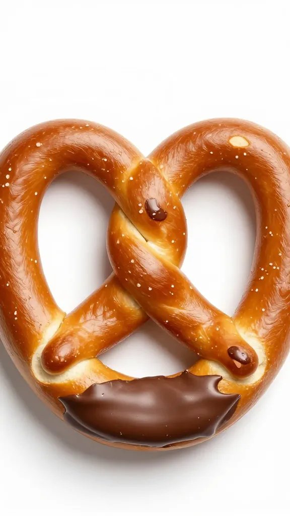 one grid pretzel with glossy milk chocolate center