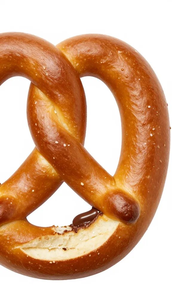 single pretzel bite half-bite revealing gooey chocolate center