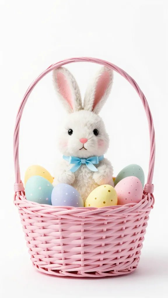 single pastel Easter basket packed with bunny bait