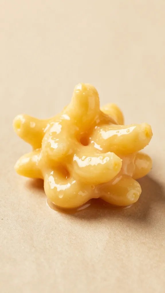 closeup of single mac and cheese bite on parchment