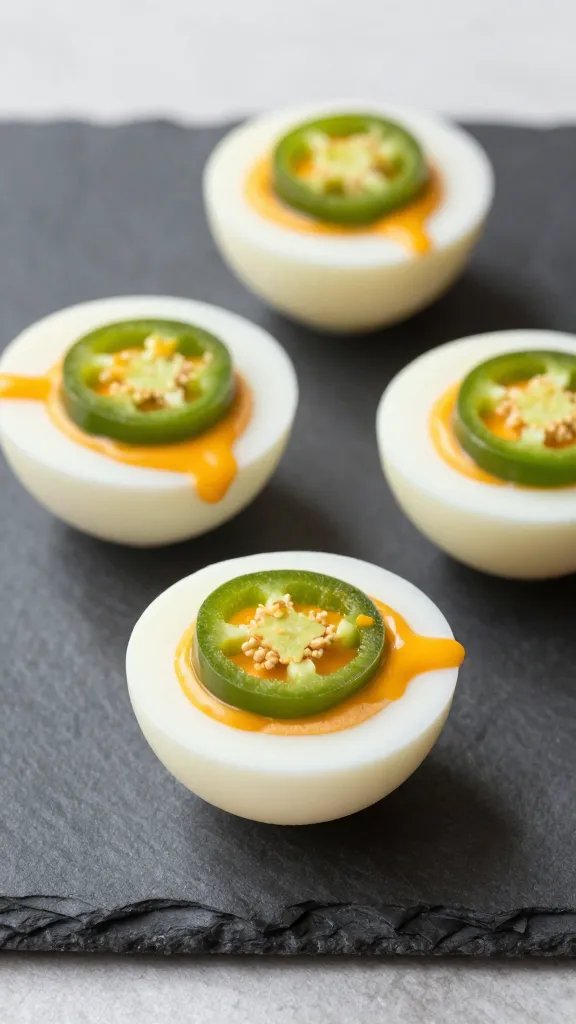 jalapeño cheddar egg cup on slate board
