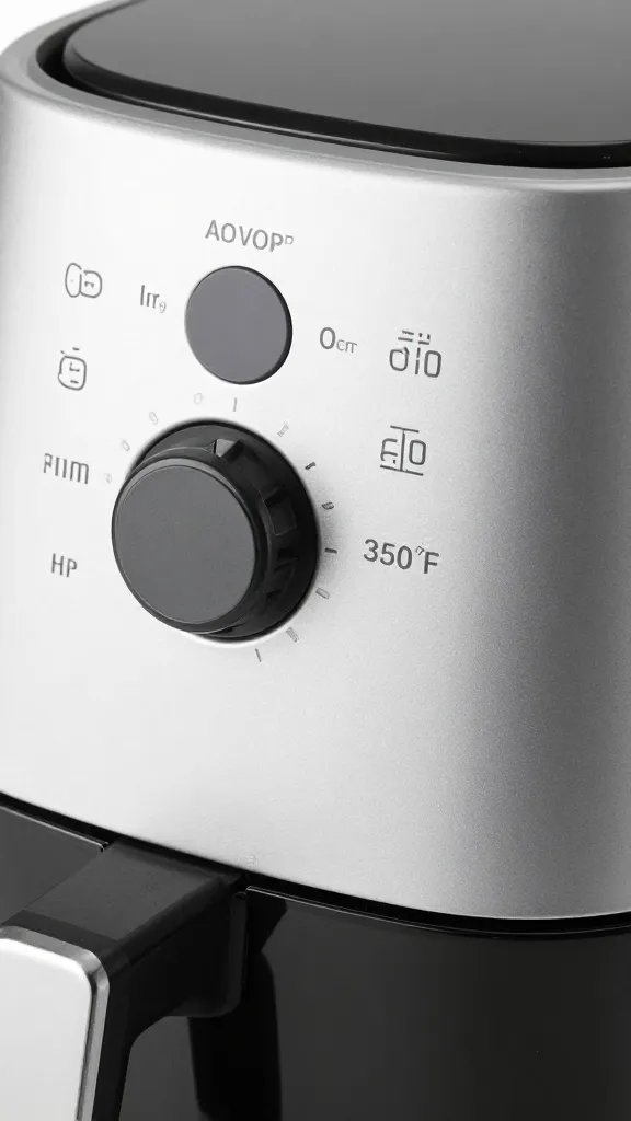 air fryer control panel set to 350°F, closeup