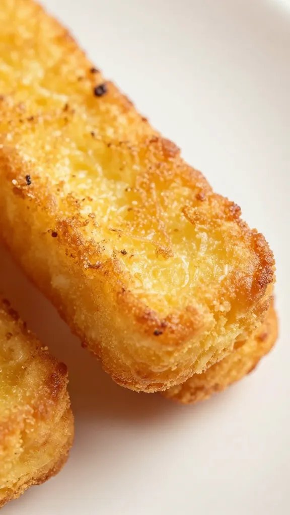 crispy edge of air-fried french toast stick, extreme closeup