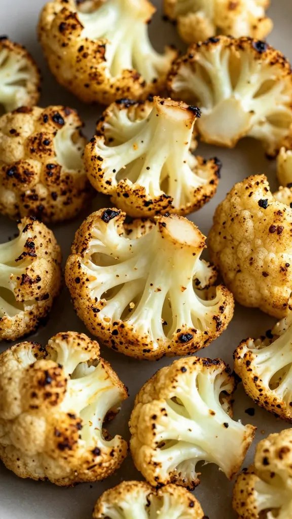 roasted cauliflower floret with visible charred edges