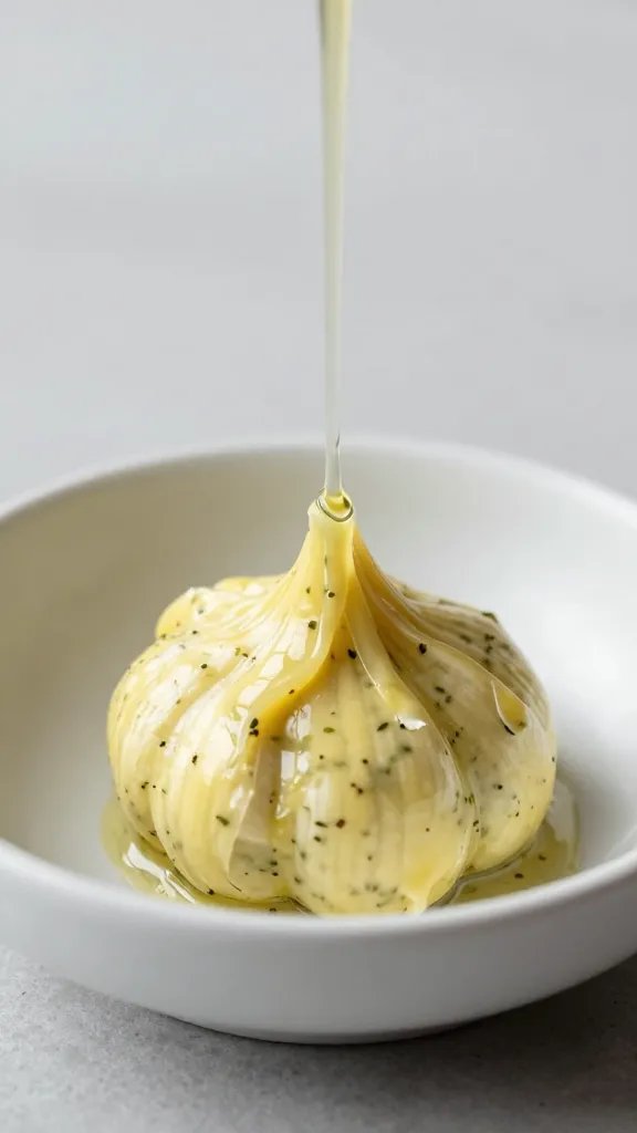single floret dipped in garlic herb butter