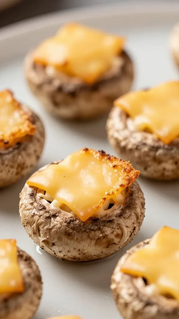 cheese-stuffed mushroom with crispy edges