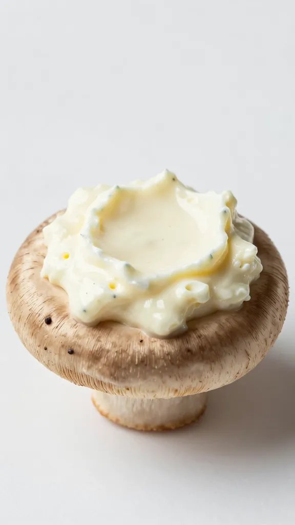 mushroom cap with tangy cream cheese filling