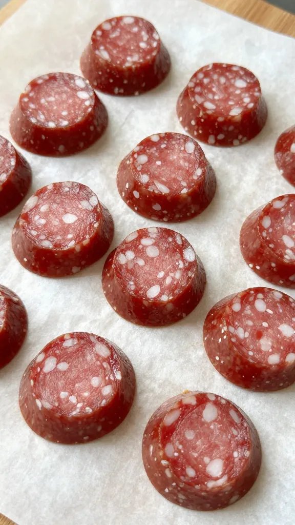 sliced Italian sausage rounds on parchment