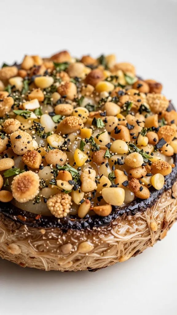 herbed breadcrumb crown on portobello, crisp detail