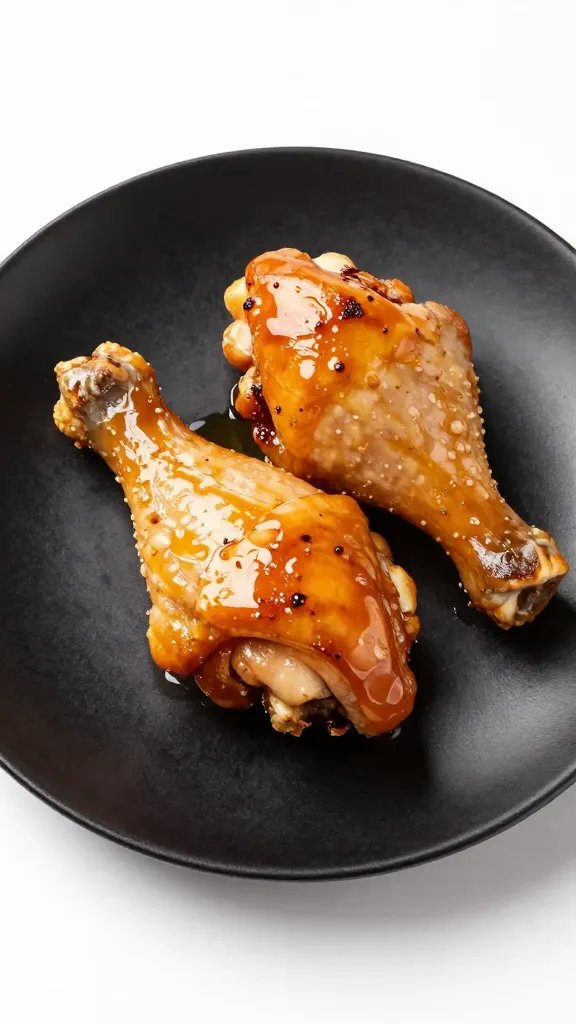 honey-dripped chicken thigh on matte black plate