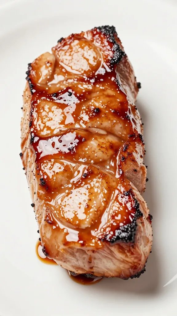 glossy maple dijon glaze brushed on pork tenderloin
