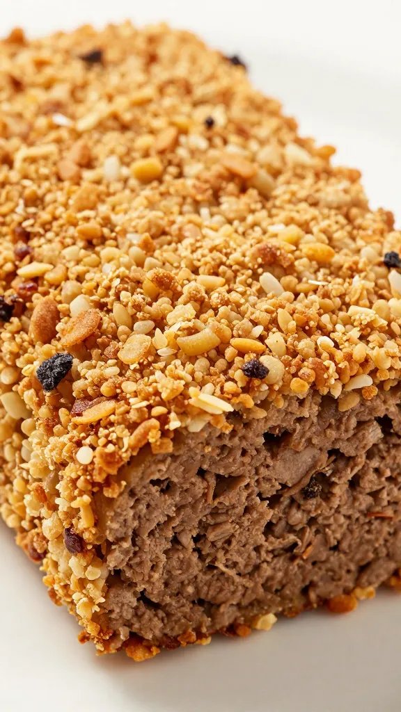meatloaf end piece with crisp crust, tight shot