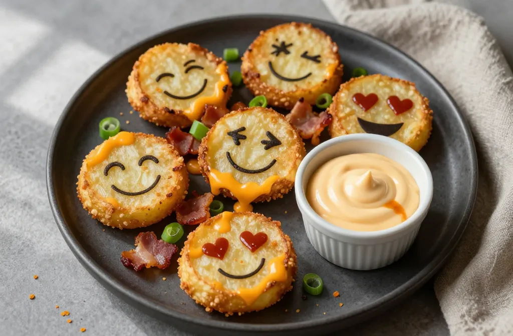 Viral Air Fryer Emoji Potato Skins with Emoji Mayo Dip