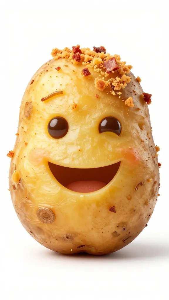 smiling emoji potato skin with bacon crumble