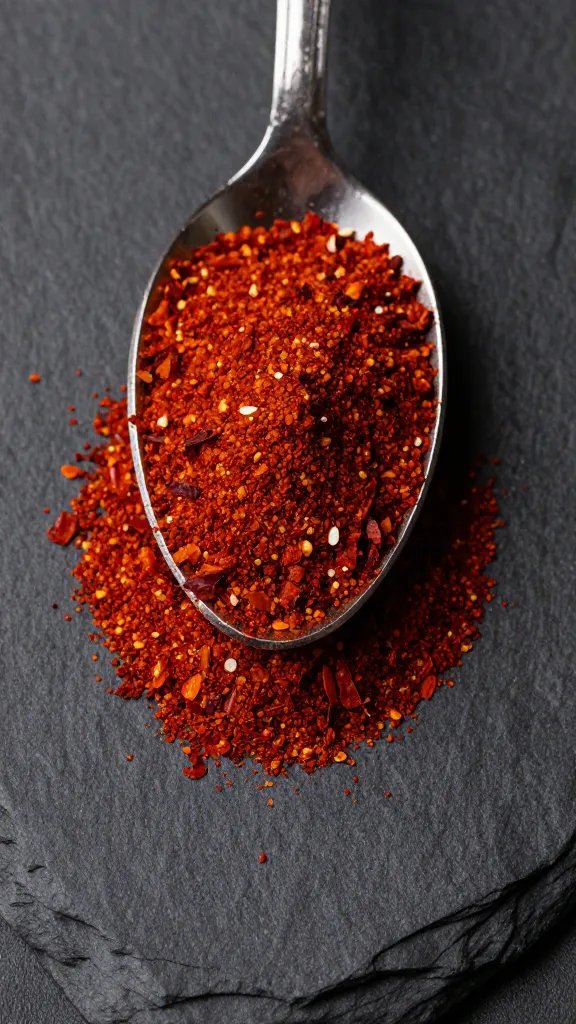 spoonful of smoked paprika on dark slate
