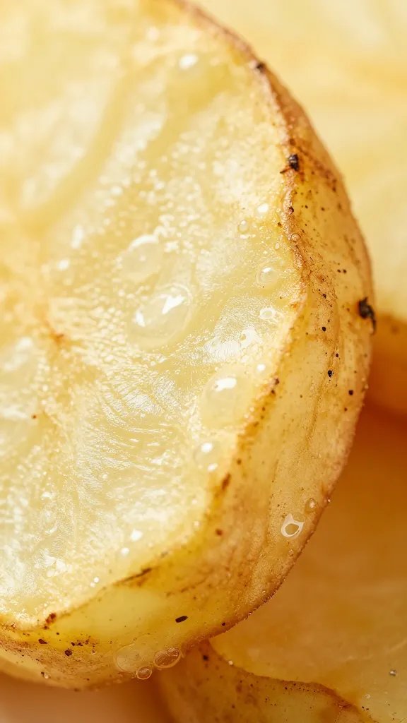 crispy potato edge showing bubbled texture, macro