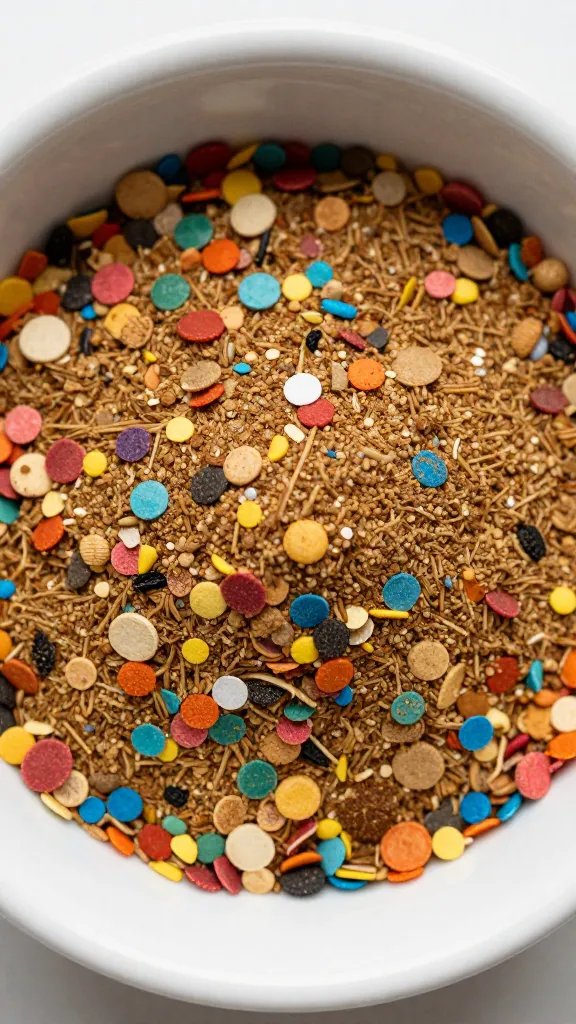 ramekin of spice confetti mix, overhead closeup