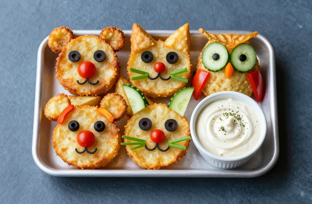 Viral Air Fryer Animal Face Wedges with Funny Face Dip