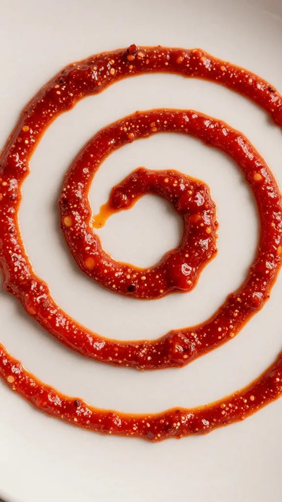closeup funny face dip swirl with paprika smile