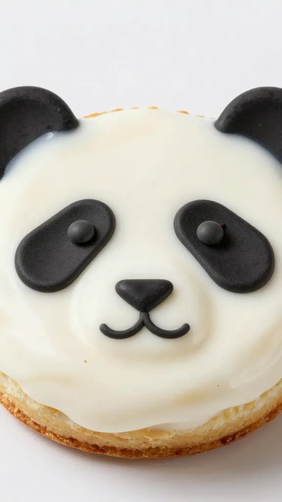 closeup panda-face wedge, yogurt dip base, sesame eyes