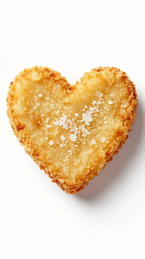 heart-shaped fry sprinkled with sea salt, studio lighting
