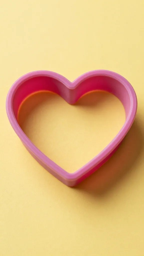 silicone heart cookie cutter with raw potato slice, closeup