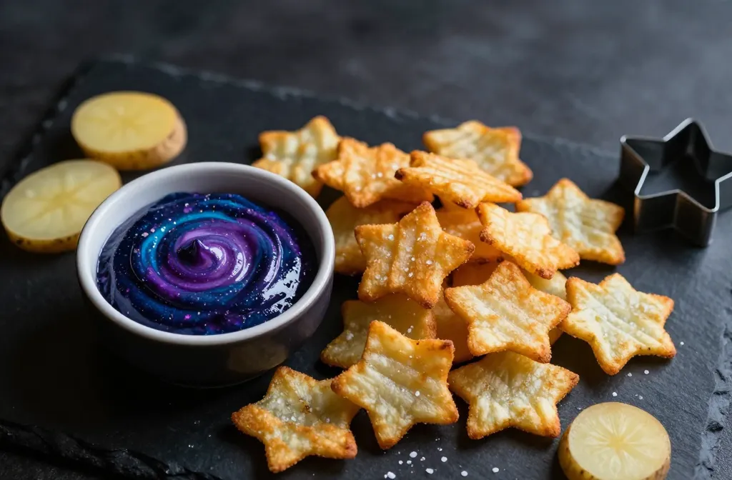 Viral Air Fryer Star-Cut Potato Crisps with Galaxy Glitter Dip
