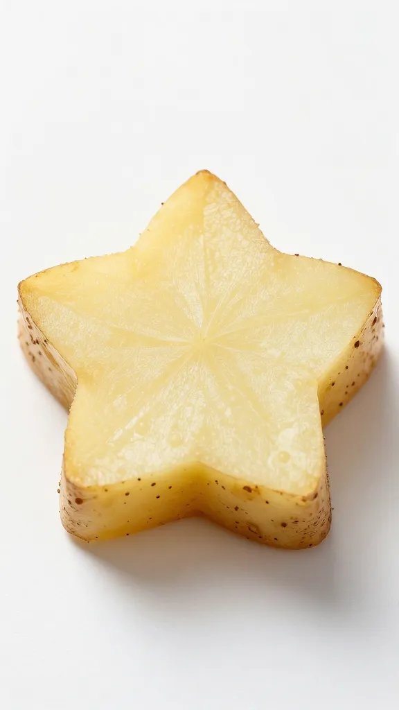 star-shaped potato slice in mandoline, precise cut detail