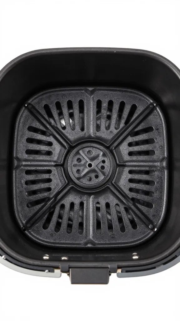 air fryer basket with single wavy wedge centered