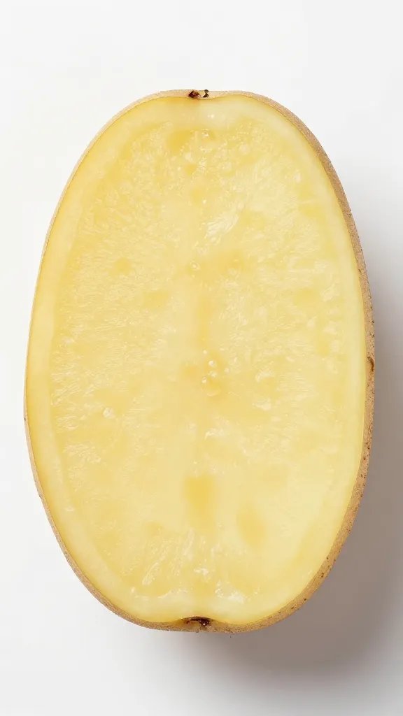 single russet potato half with crinkle-cut pattern