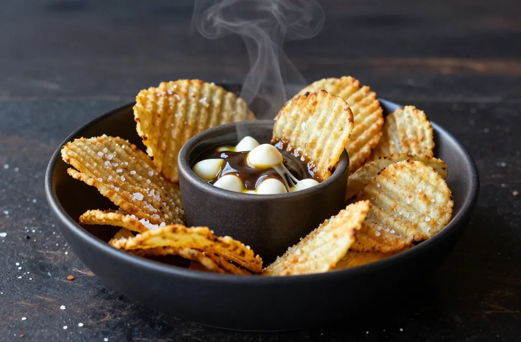 Viral Air Fryer Ridge Chips with Truffle Poutine Gravy Dip