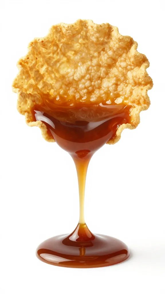 single ruffled chip dripping glossy beef gravy