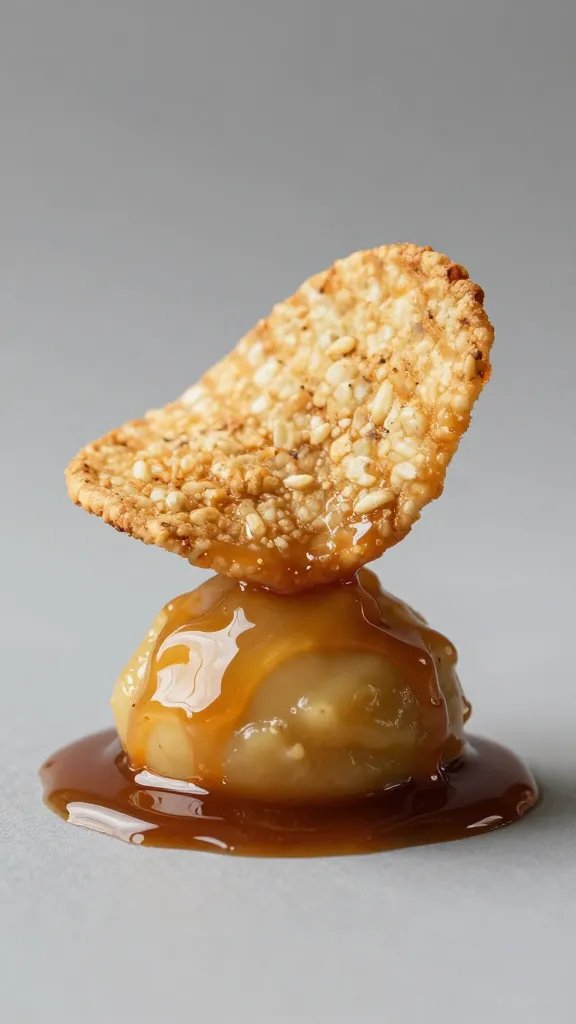 single ridged chip balanced on gravy-coated curd