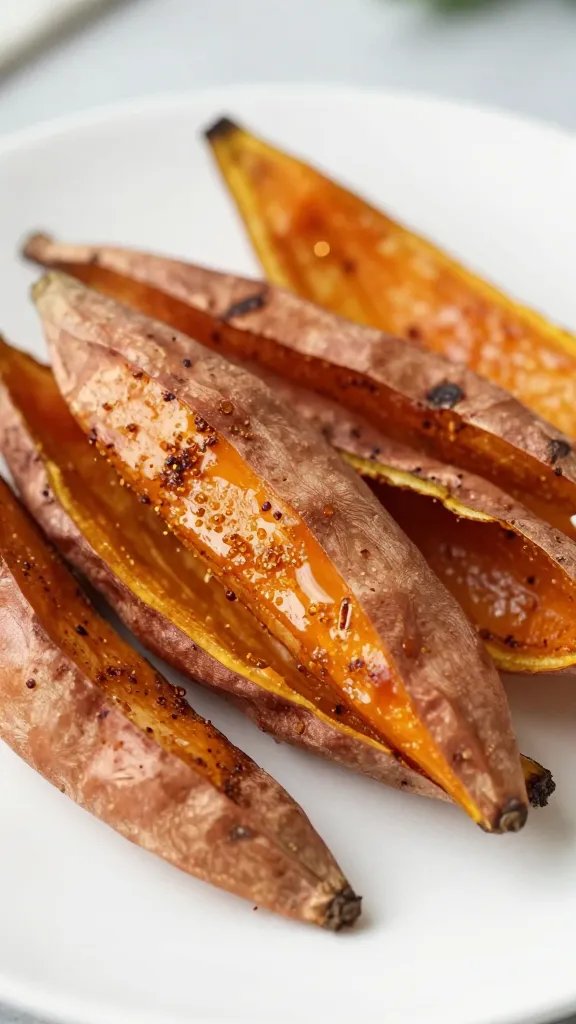 Brown-sugar spiced sweet potato skin, shallow focus