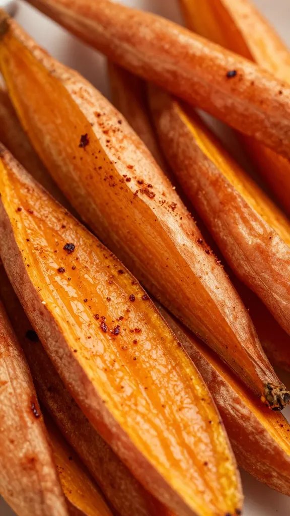 Smoked paprika-dusted sweet potato skin, macro texture