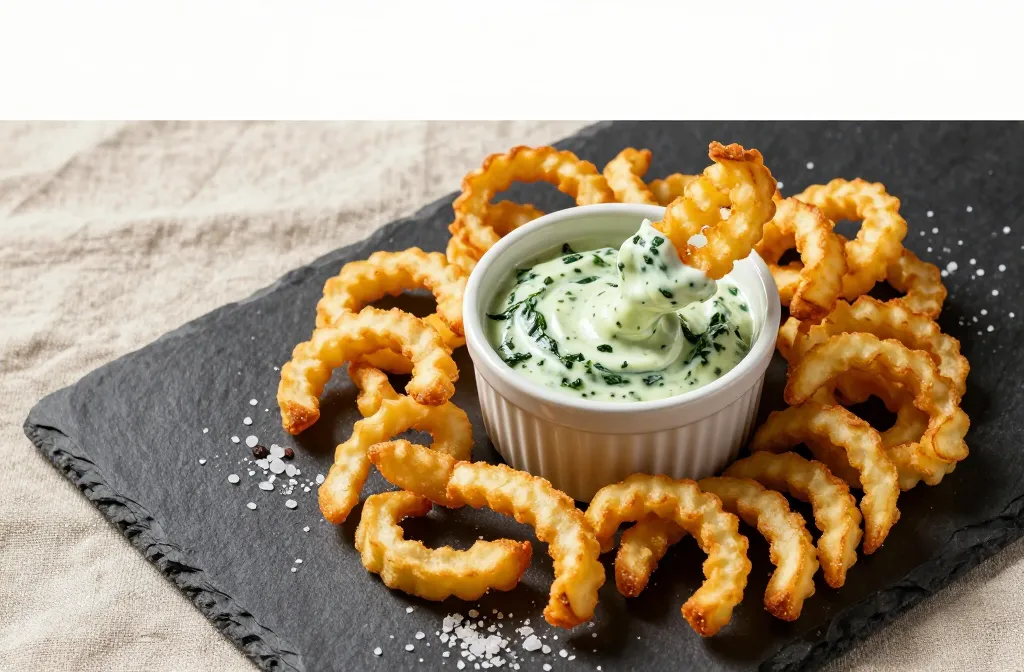 Crispy Air Fryer Curly Fries for Ultimate Spinach Artichoke Dunk