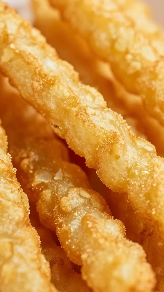 macro shot of curly fry ridges, crispy texture