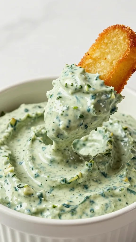 single fry scooping thick spinach artichoke dip
