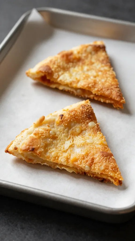 crispy wedge on parchment-lined baking tray, side lighting