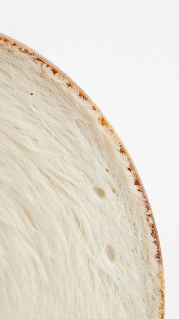 closeup wedge showing fluffy interior, broken edge detail
