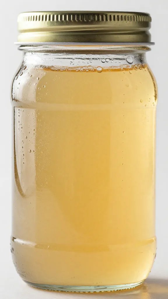 glass jar of homemade fire cider, condensation closeup